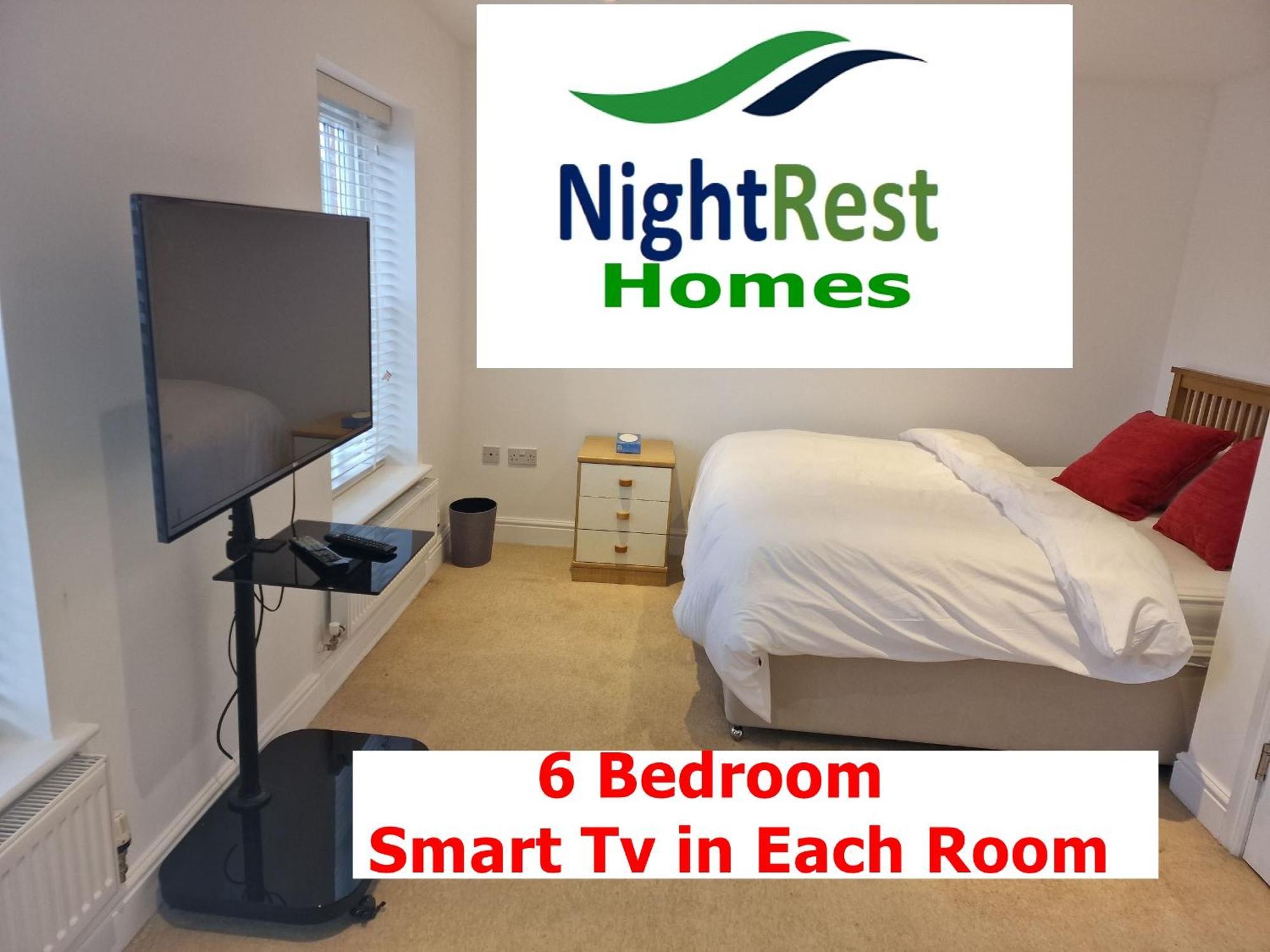 מילטון קינס Nightrest Homes 6 Bedroom House- Smart Tv In Each Room - Parking - Wifi מראה חיצוני תמונה